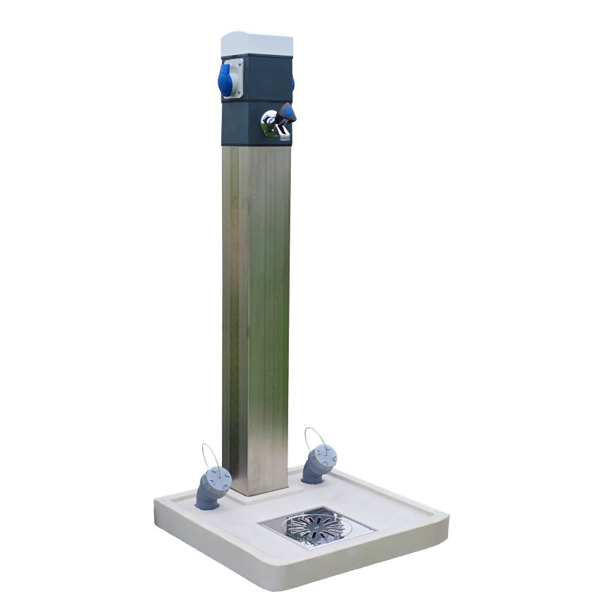 WK modulaire servicezuil 2.0, 2x CEE wcd 230V, IP44, 2 P+E, 2 x wateraansluiting, verlichting, blank 