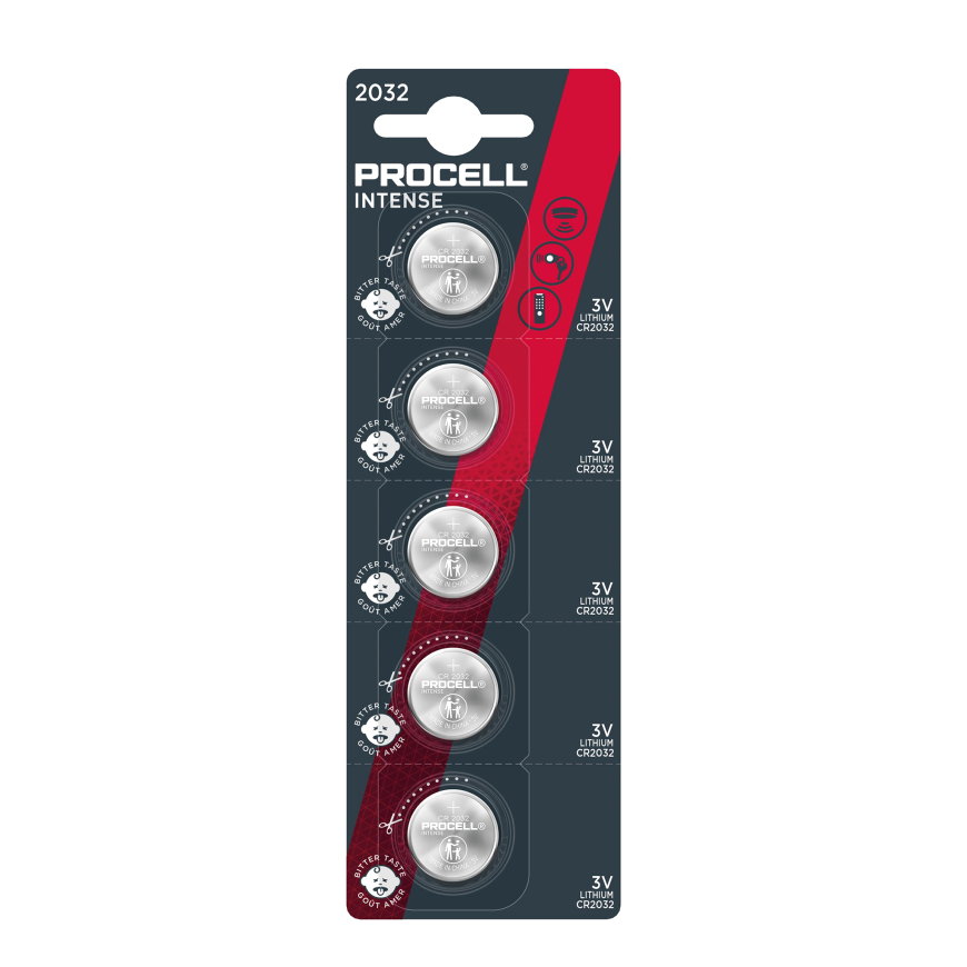 Duracell Procell Intense knoopcel batterij, lithium, CR2032, 3 V, 245 mAh, kaart à 5 stuks 