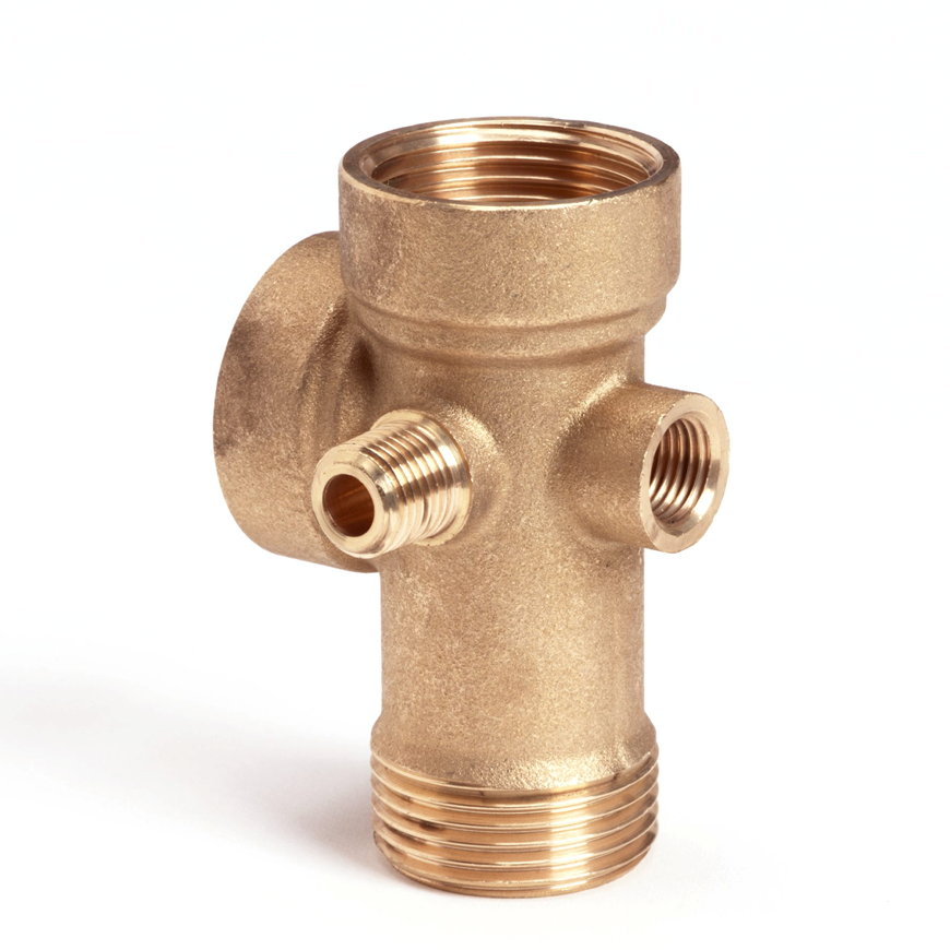 Speroni 5-wegstuk, messing, 3x 1" en 2x ¼" 