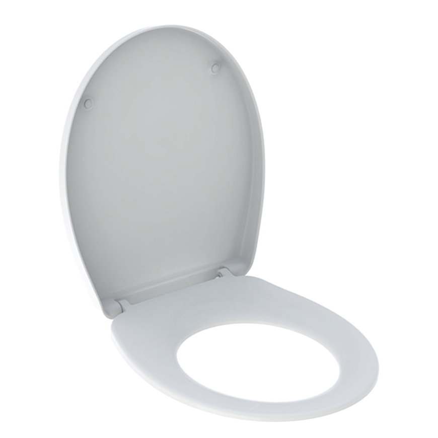 Geberit closetzitting, type 300 Basic, 36,5 x 44 cm, deksel, rvs scharnier, montage onder, wit 