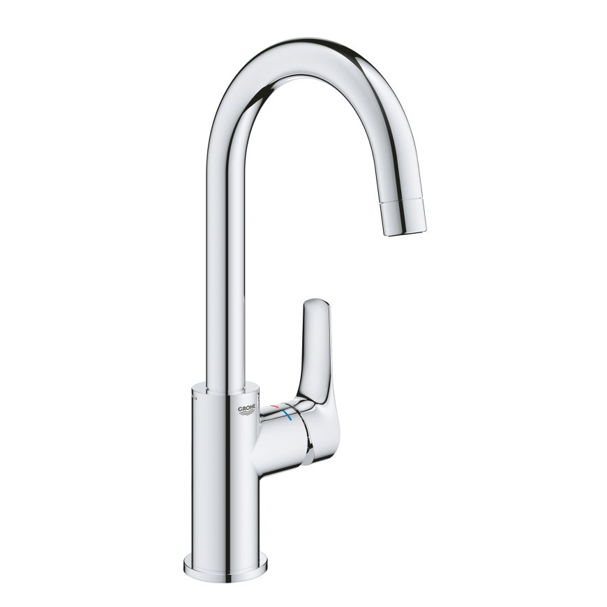 Grohe wastafelmengkraan, serie Eurosmart, hendel, hoog model, chroom, 3/8", incl. klikwaste 