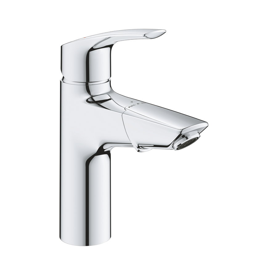 Grohe wastafelmengkraan, serie Eurosmart, hendel, midden model, chroom, 3/8", uittrekbaar