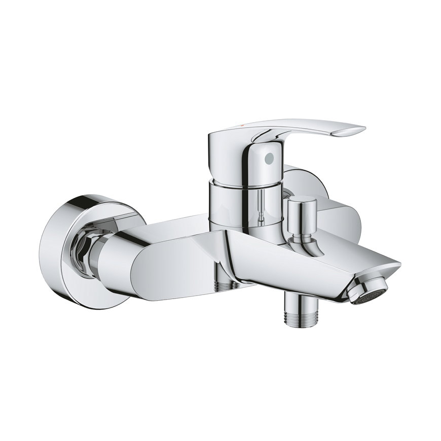 Grohe bad thermostaatkraan, serie Eurosmart, hendel, chroom, onderaansluiting, ½" x 15 cm 