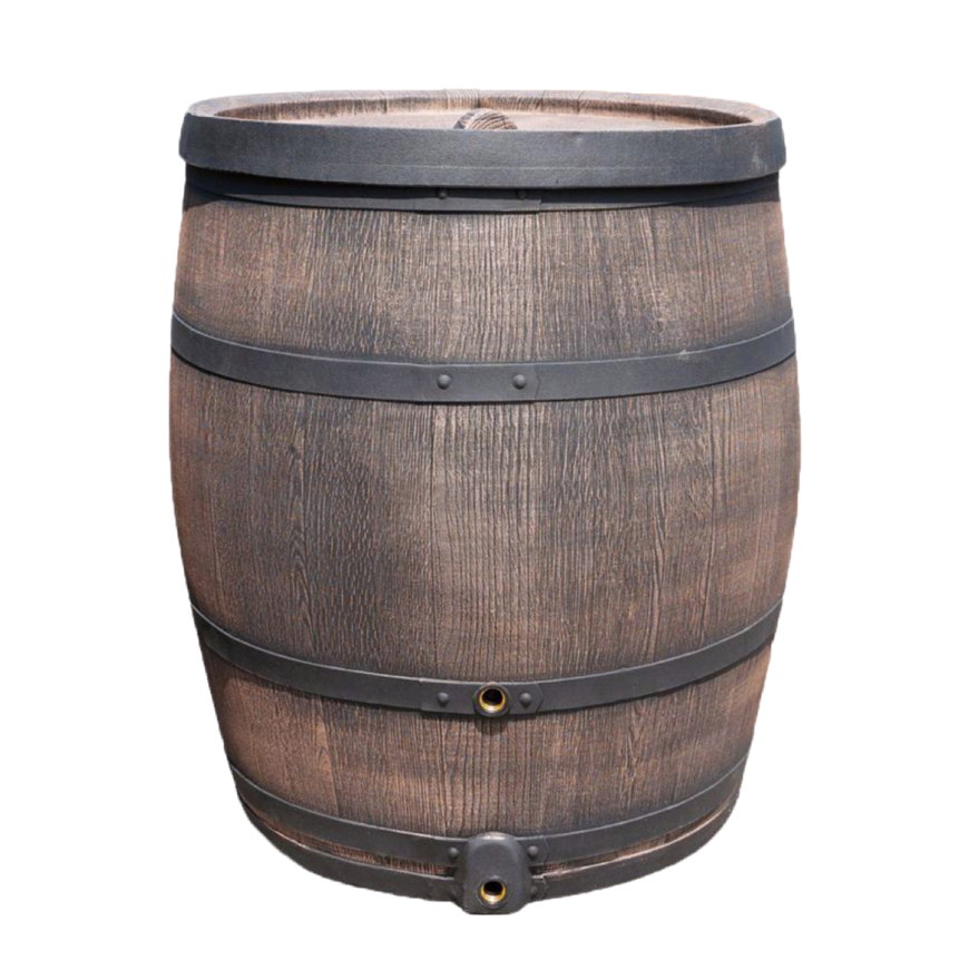 Roto regenton, houten look, incl. kraan, 240 liter, met &frac34;" schroefdraad en messing inzetstukken 