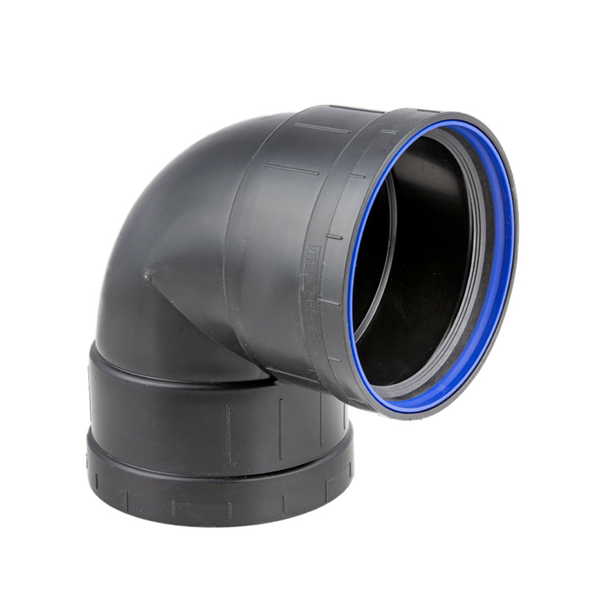 Dyka Solydo EasyFit bocht 90&deg;, pp, 2x manchet, zwart, SN4, 110 mm 