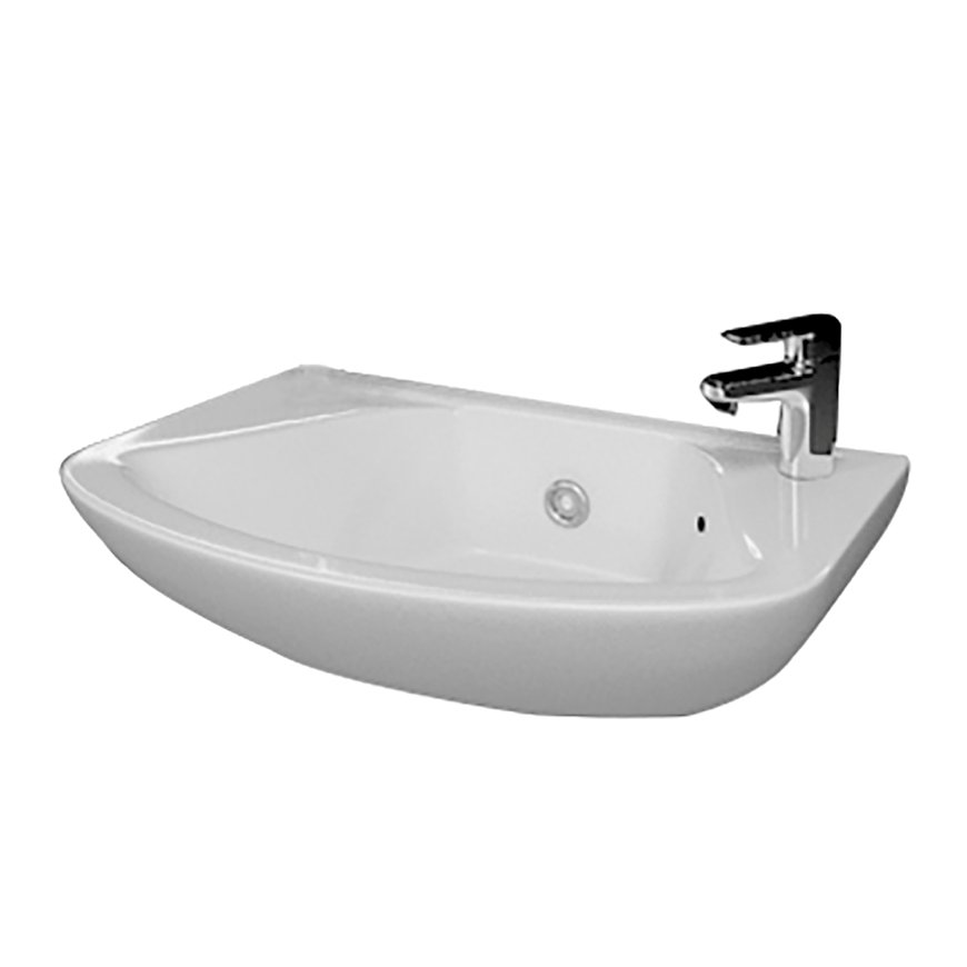 Wisa fontein, type Sydney, 360 x 255 x 166 mm, ovaal, overloop, kraangat rechts, wit 