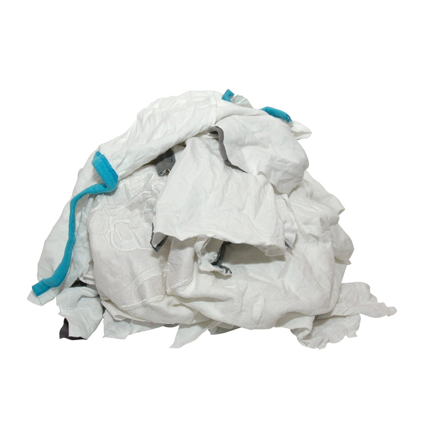 Poetslappen, WTR, witte tricot met kleur, logo gesneden, zak à 5 kg 