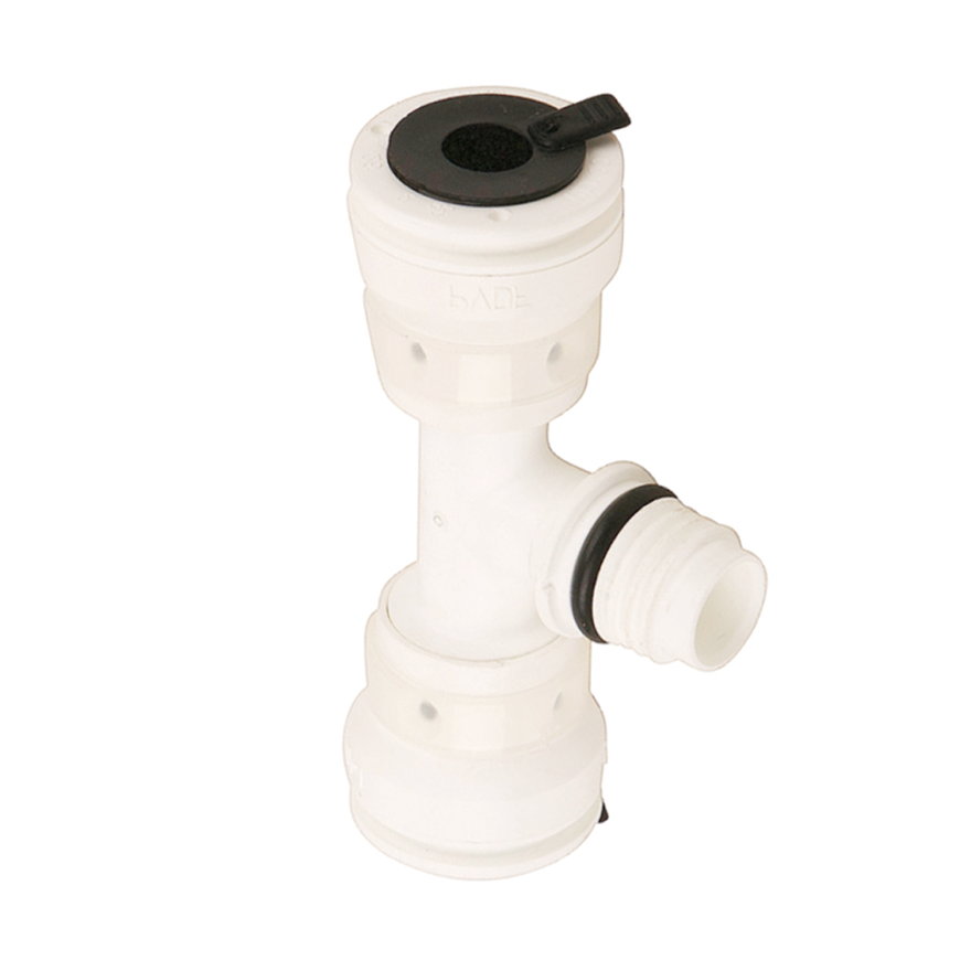 Henco draad T-stuk 90°, pvdf, 2x steek / 1x buitendraad, type VVSK-TM, epdm, 10 bar, 26 mm 