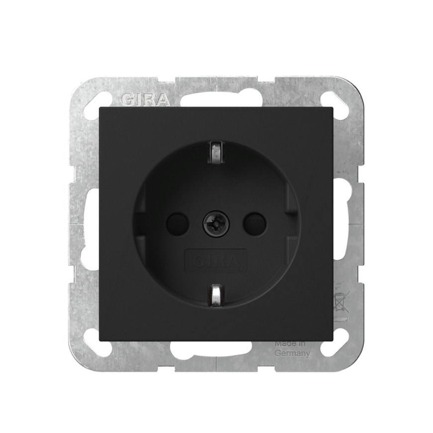 Gira wandcontactdoos, Systeem 55, met RA, safety plus, zwart 