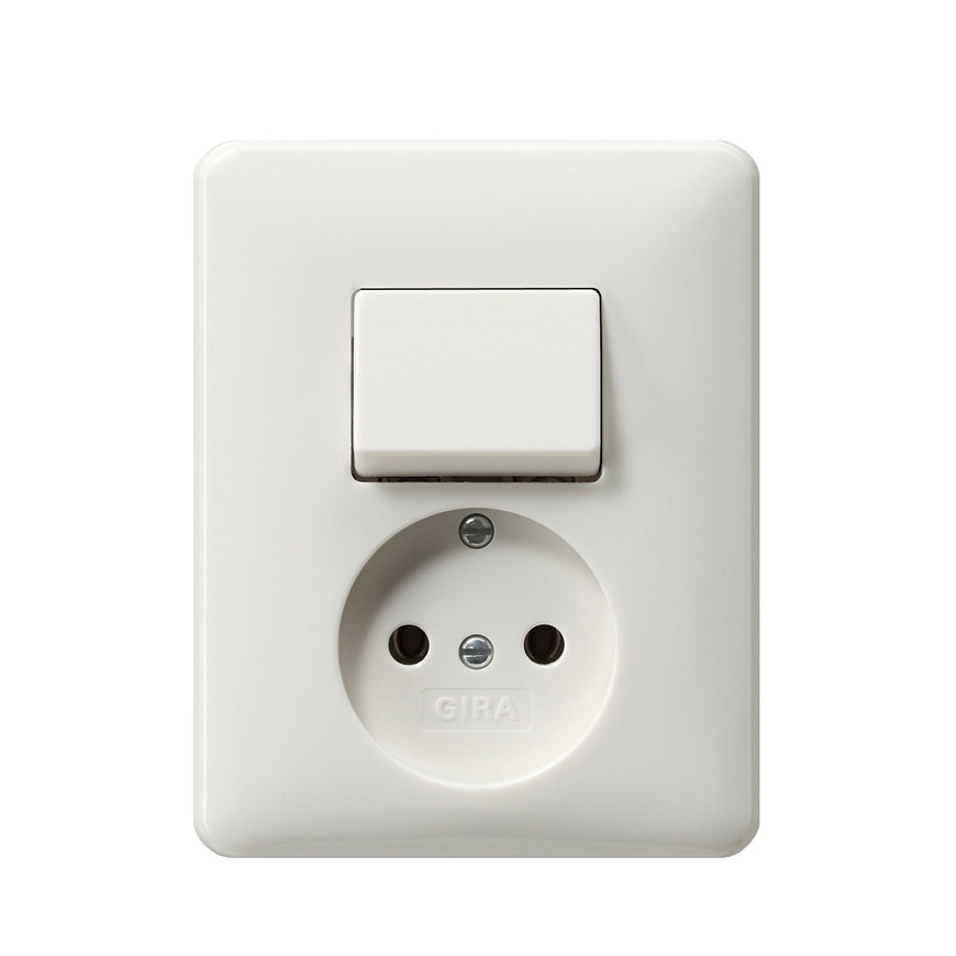 Gira combinatie schakelaar en wcd, met afdekplaat standard 55, zonder randaarde, wissel, wit 