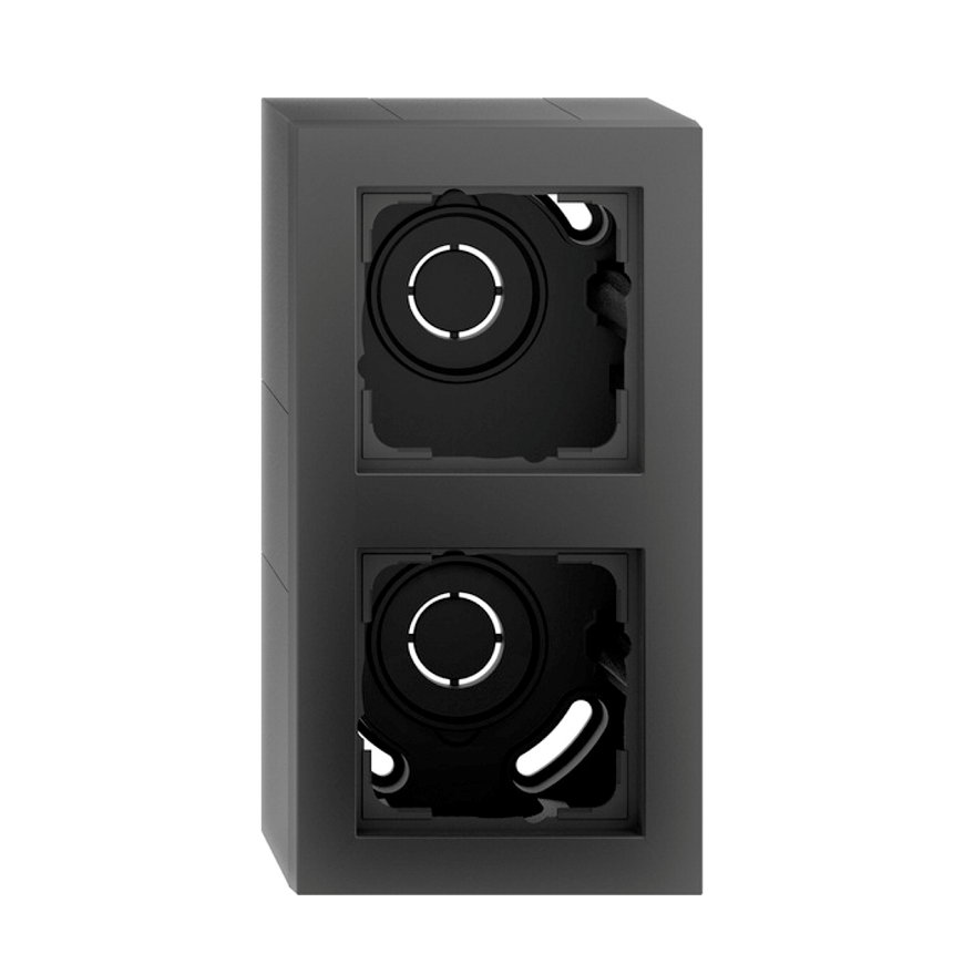 Gira opbouwbak, compleet met afdekraam en adapter K/P25, E2, 2-voudig, zwart 