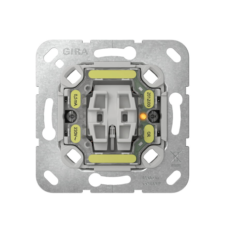 Gira wipcontroleschakelaar, inbouw, 230 V, 10 A, universele wisselschakelaar, bevestigingsklauwen 