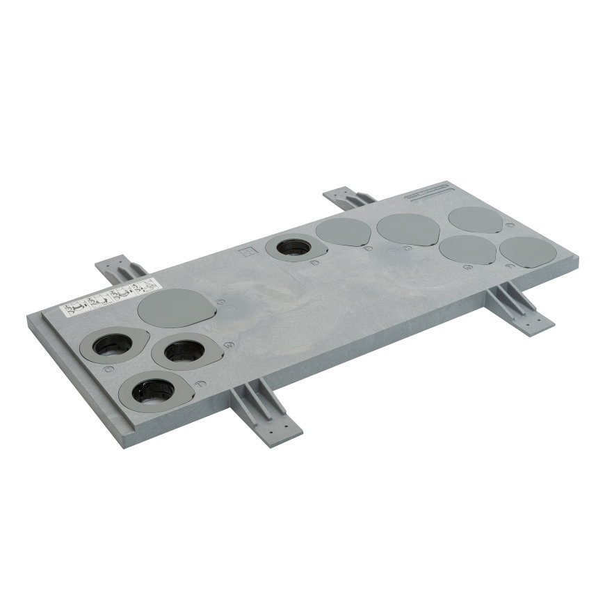 Wavin meterkastvloerplaat gasloos, 4x 50 mm, 75 x 31 x 3 cm 
