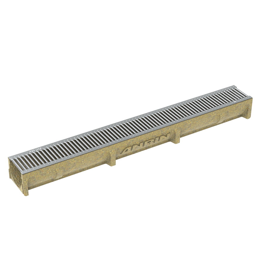 Anrin lijngoot, type SELF-100 Smart, polymeerbeton, incl. rvs sleufrooster, A15, 100 x 12,2 x 9,6cm 