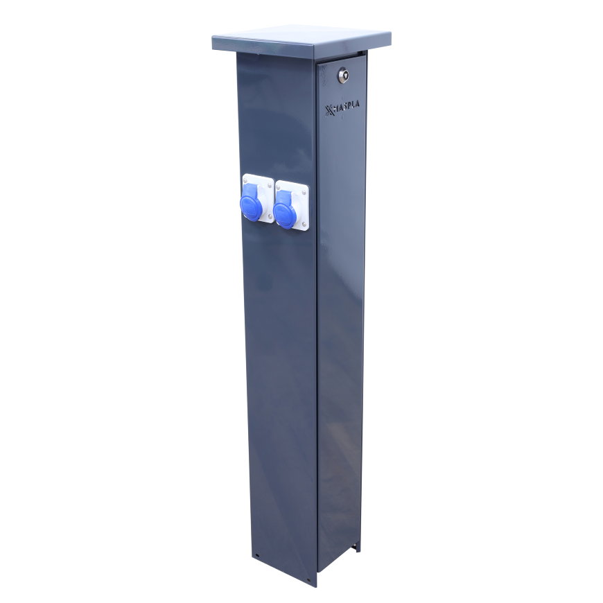 Maspla servicezuil, rvs, 4x CEE wcd 230 V, IP44, 3p, water, ½", RAL7016, antraciet 