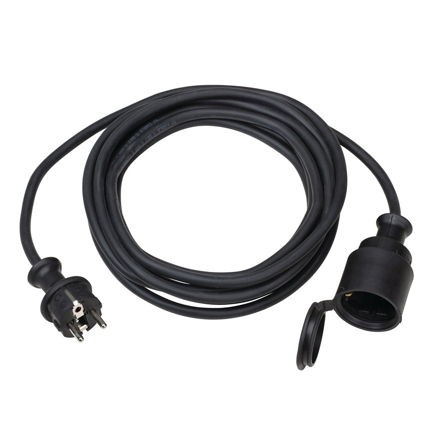 Verlengkabel, H05RR-F, zwart, 230 V, 3x 1,5 mm², 16 A, l = 10 m 