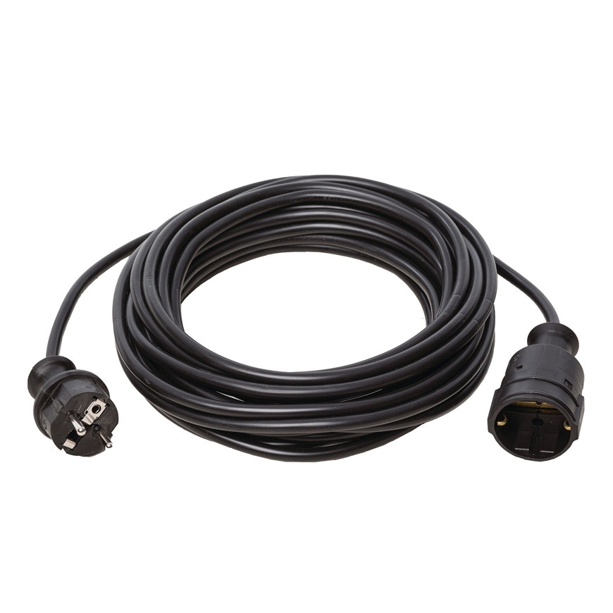 Verlengkabel, H05VV-F, pvc, zwart, 3x 1,5 mm², IP20, 16 A, l = 10 m 
