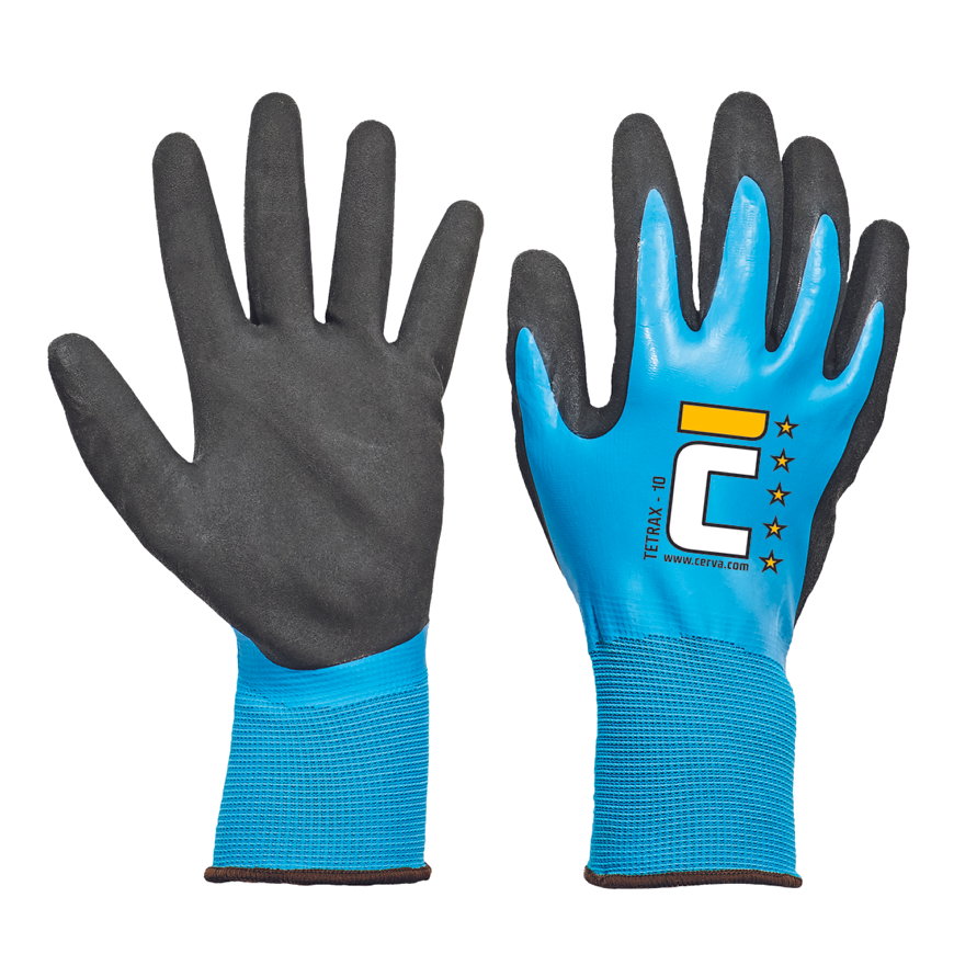 Tetrax waterdichte werkhandschoenen, blauw/zwart, maat 10 