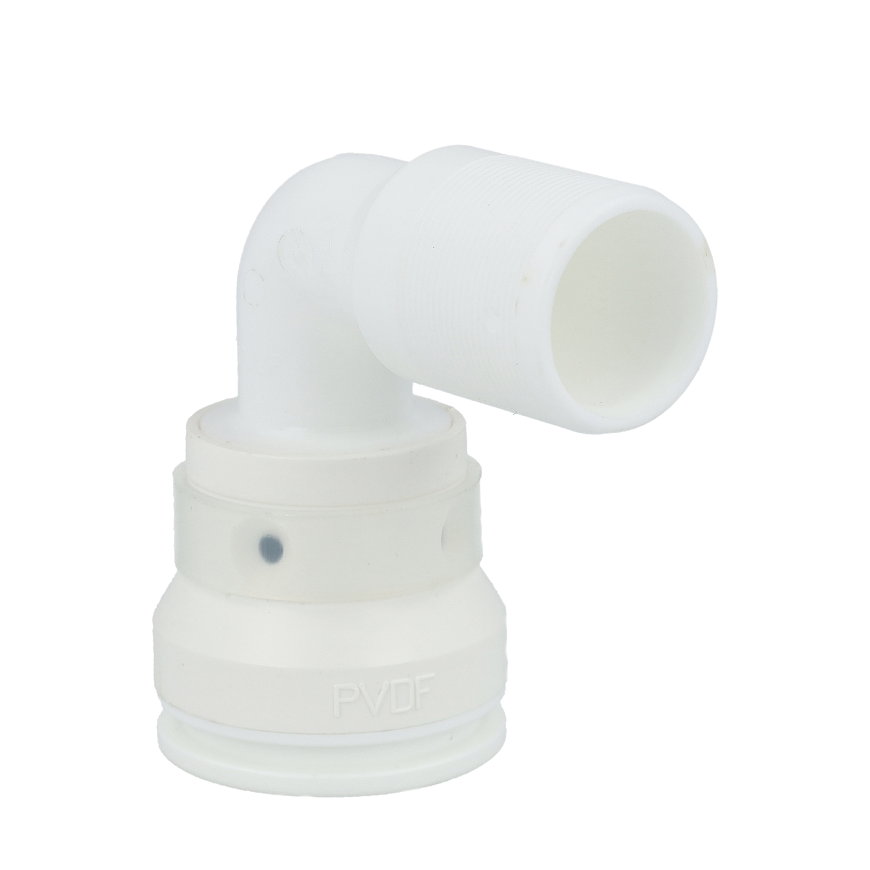 Henco draadknie 90&deg;, pvdf, steek x buitendraad, type VVSK-90, epdm, 10 bar, 26 mm x &frac34;" 