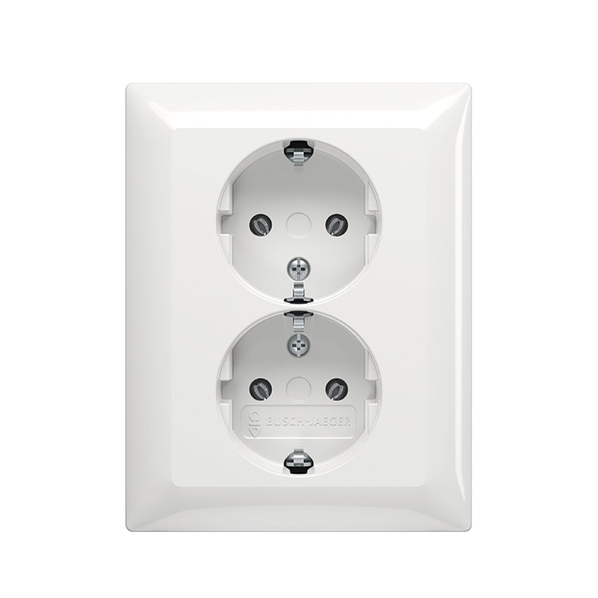 ABB Busch-Jaeger wandcontactdoos, Balance SI, met RA, dubbel, alpin wit