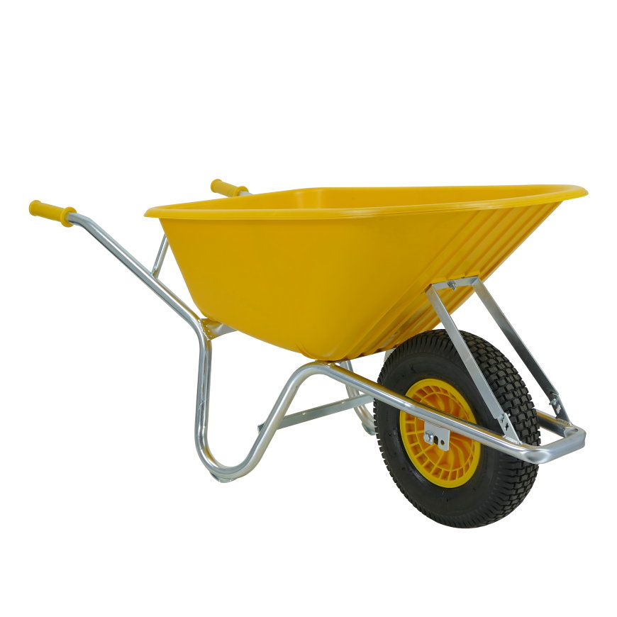 Fort kruiwagen met kunststof bak, type PE-100, 100 liter, geel 