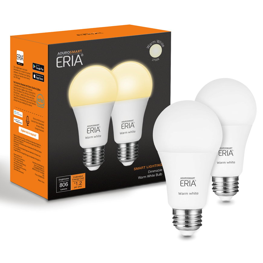 AduroSmart ERIA® Warm White lamp, E27 fitting, pak á 2 stuks 