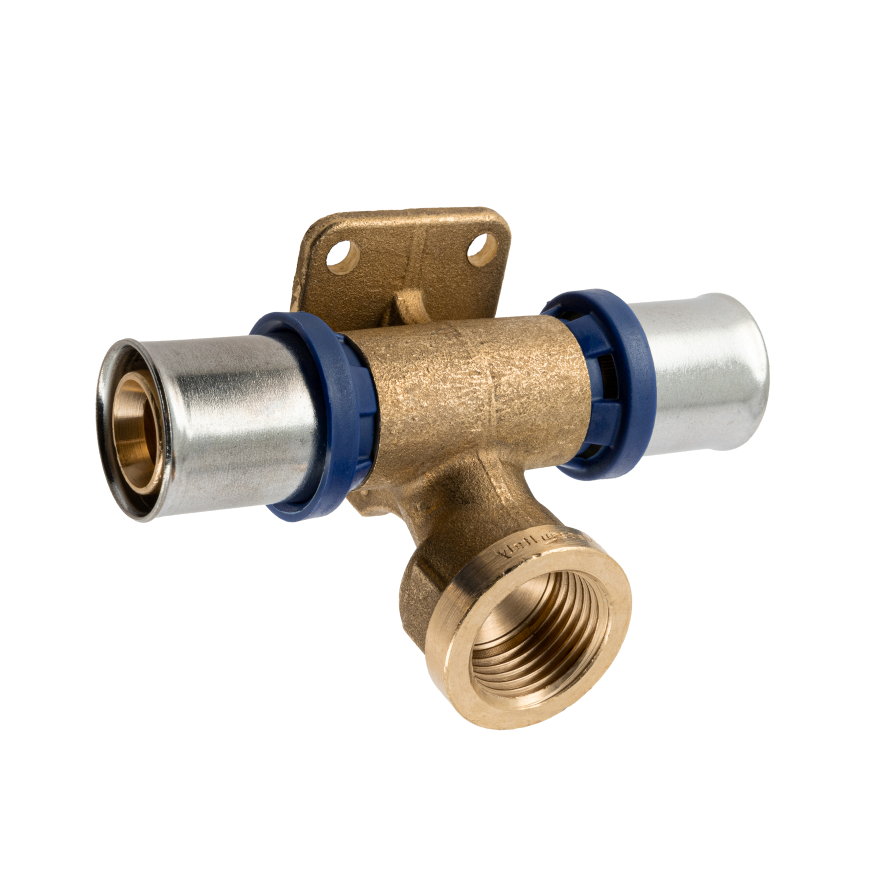 Bonfix Alu-pers doorstroom muurplaat, 2x pers / 1x binnendraad, Kiwa, 16 mm x ½" x 16 mm 