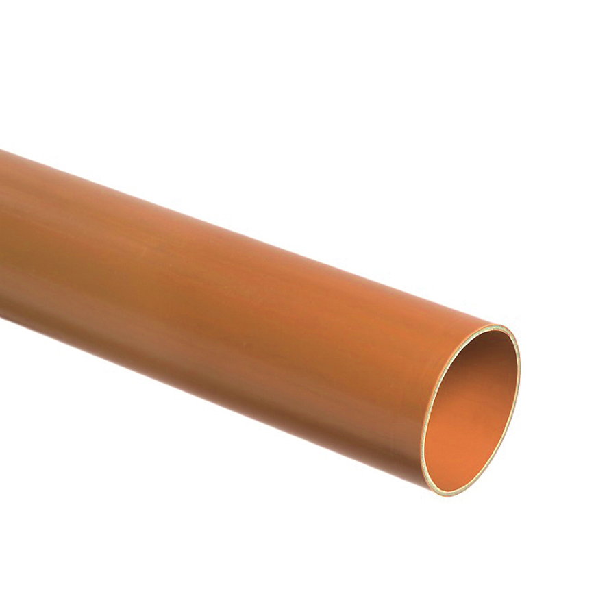 Pipelife afvoerbuis met gladde einden, pvc, roodbruin, RAL 8023, KOMO, SN8, l = 5 m, 110 x 3,4 mm 