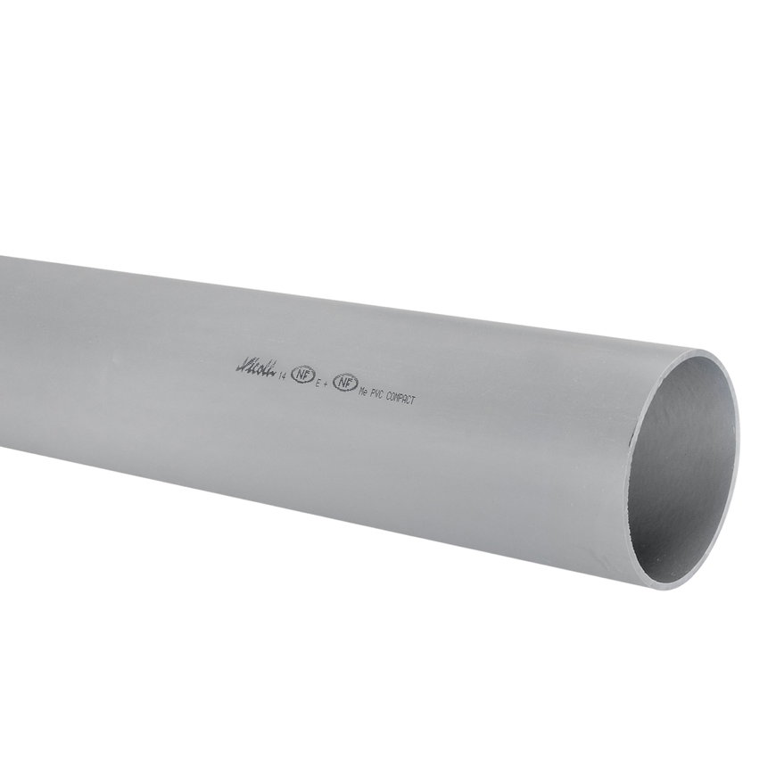 Afvoerbuis met gladde einden, pvc, grijs, brandvertragend, NF, SN4, l = 4 m, 110 x 3,2 mm 