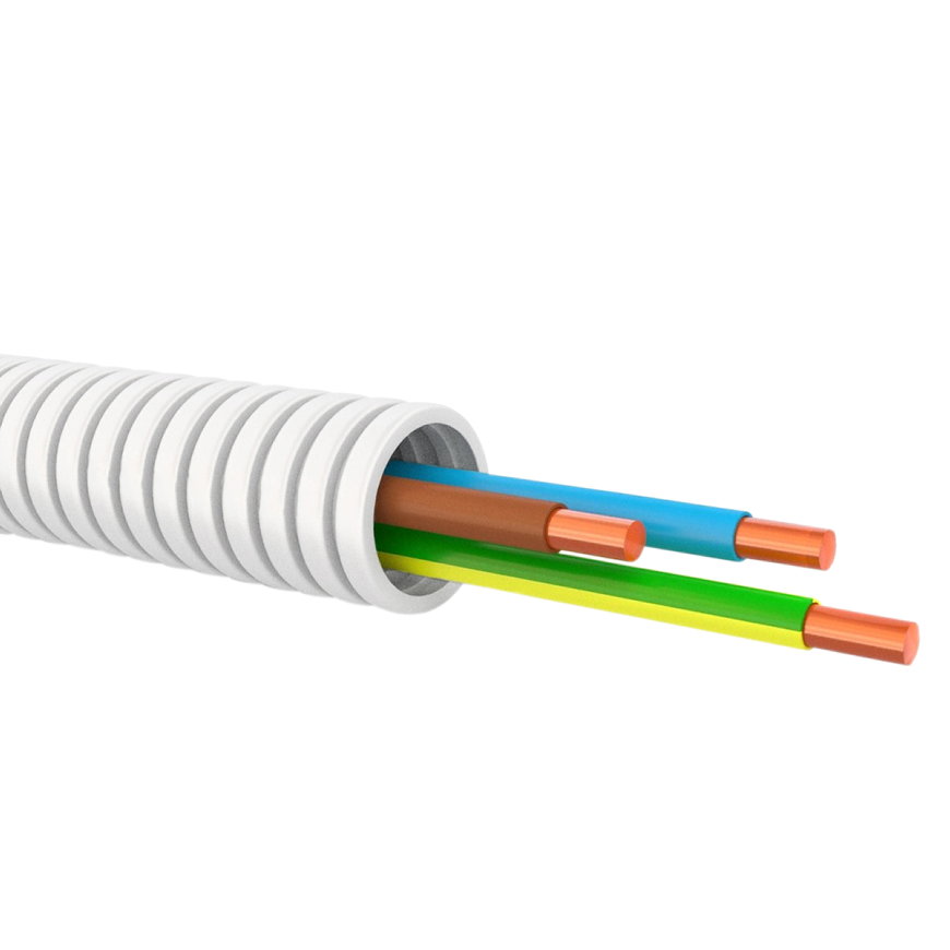 Snelflex voorbedrade flexibele buis met VD draad, 16 mm, 3x 2,5 mm² (br, bl, ge/gr), l = 50 m 
