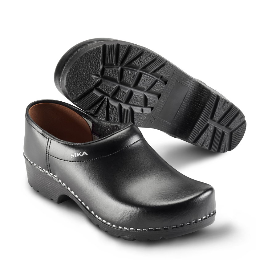 Sika 124 Traditional schoenklompen met pu zool, zwart, maat 39 