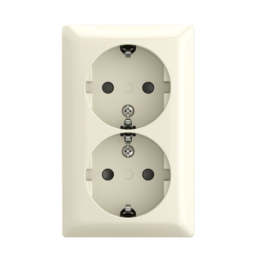 Busch Jaeger Balance AP wandcontactdoos, dubbel, met randaarde, kindveilig, wit 