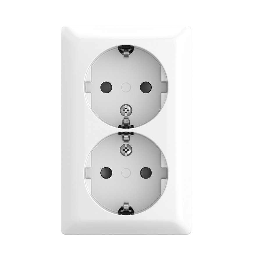 Busch Jaeger Balance AP wandcontactdoos, dubbel, met randaarde, kindveilig, alpine wit 