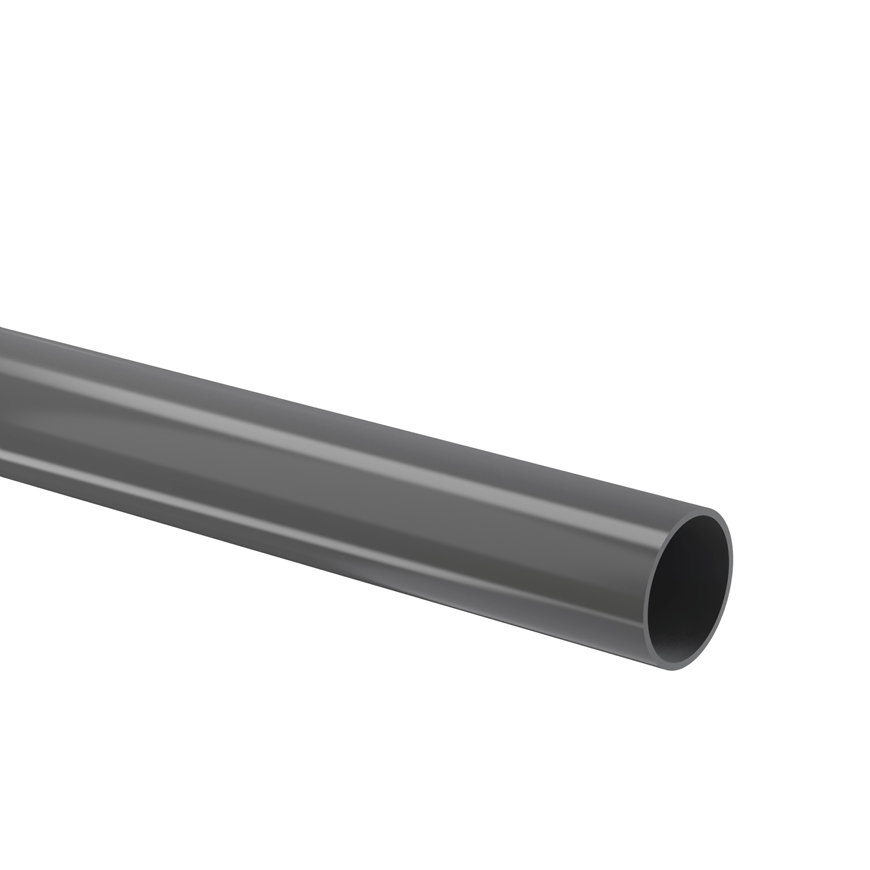 Omniplast drukbuis met gladde einden, pvc, donkergrijs, RAL 7011, 63 x 4,7 mm, 16 bar, l = 1,5m,Kiwa 