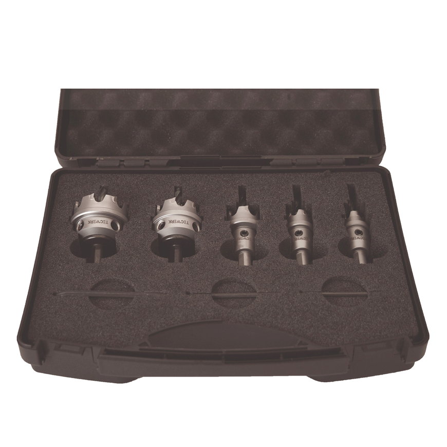 Tecwerk gatenzagenset, 8-delig, materiaal HM, zaagdiameter 16 - 40 mm, snijdiepte 12 mm 