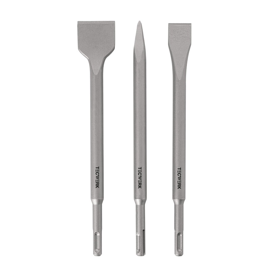 Tecwerk beitelset, 3-delige set, SDS-plus, punt-, spade- en platte beitel, l = 250 mm 