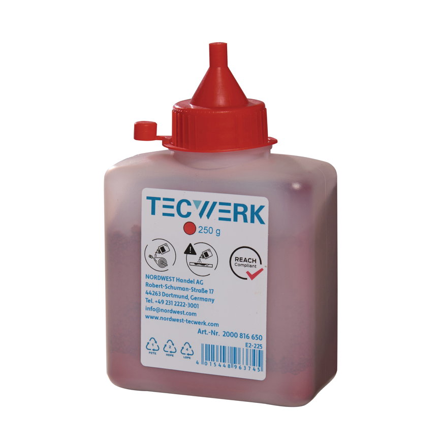 Tecwerk slaglijnkrijt, rood, flacon &agrave; 250 gram 