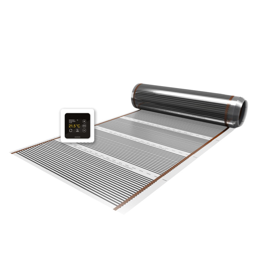 MAGNUM Foil verwarmingsfolie set voor houten vloeren, MRC thermostaat wit, 1800 W, 15 m², 0,6 x 25m 