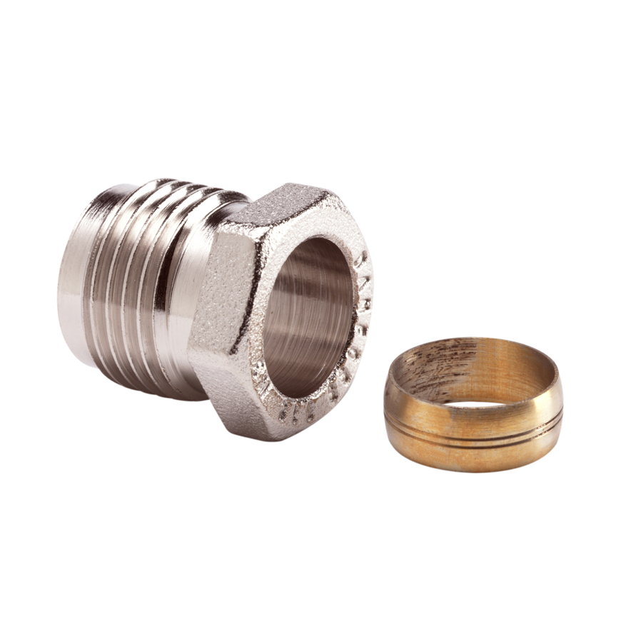 Klemset voor radiatorkraan, lang model, &frac12;" x 15 mm 