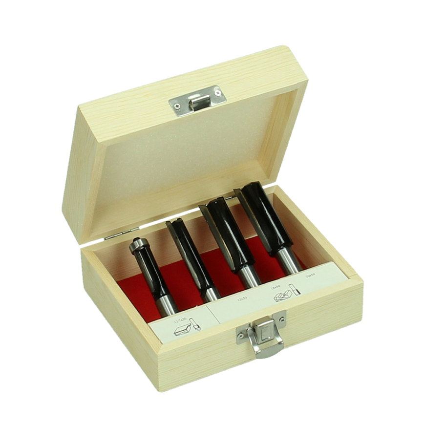 HiKOKI Proline frezenset, 4-delig in houten kist, 12 mm 