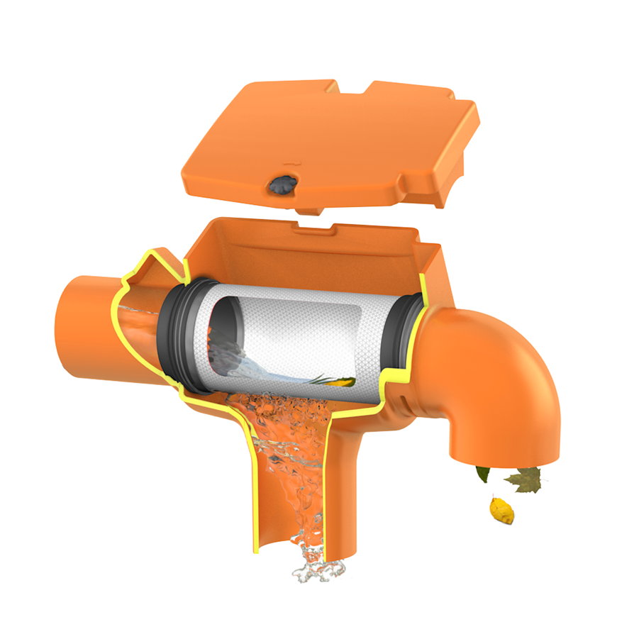 Garantia regenwater filter voor Li-Lo regenwatertank, oranje, Ø 110 mm 