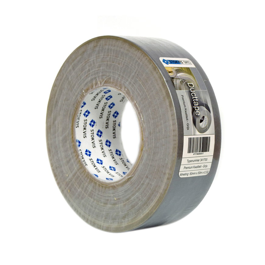 Stokvis duct tape premium, pe gecoate textiel, type 341700 gy, b = 50 mm, l = 50 m, grijs 