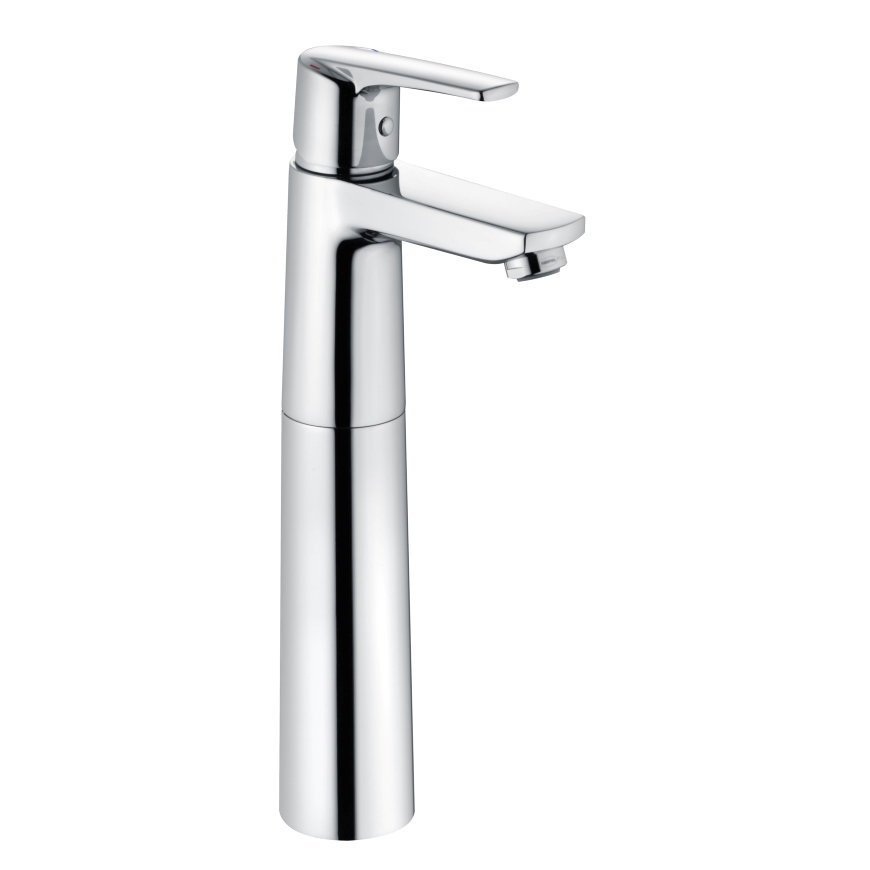 Wastafelmengkraan, serie Alpha 300, hendel, hoog model, met drukknopafvoerset, chroom, 3/8"