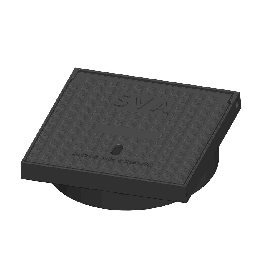 Straatkolk kop, type BSS 3333/8, dicht deksel, gietijzer, B125, 330 x 330 mm 