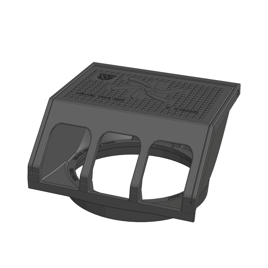 Trottoirkolk kop, type BST 3838M RWS, waaiermotief, gietijzer, C250, 380 x 380 mm 