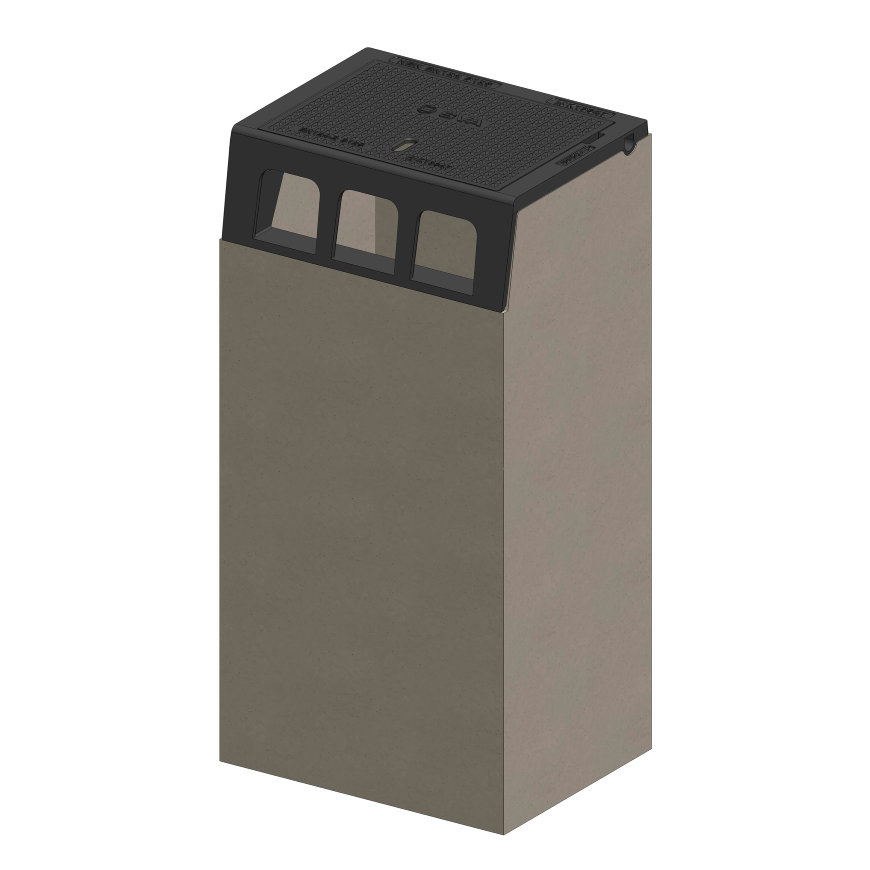 Trottoirkolk, type S-Line, incl. onderbak, dicht deksel, gietijzer, zandvang 20l, B125,450x350mm 