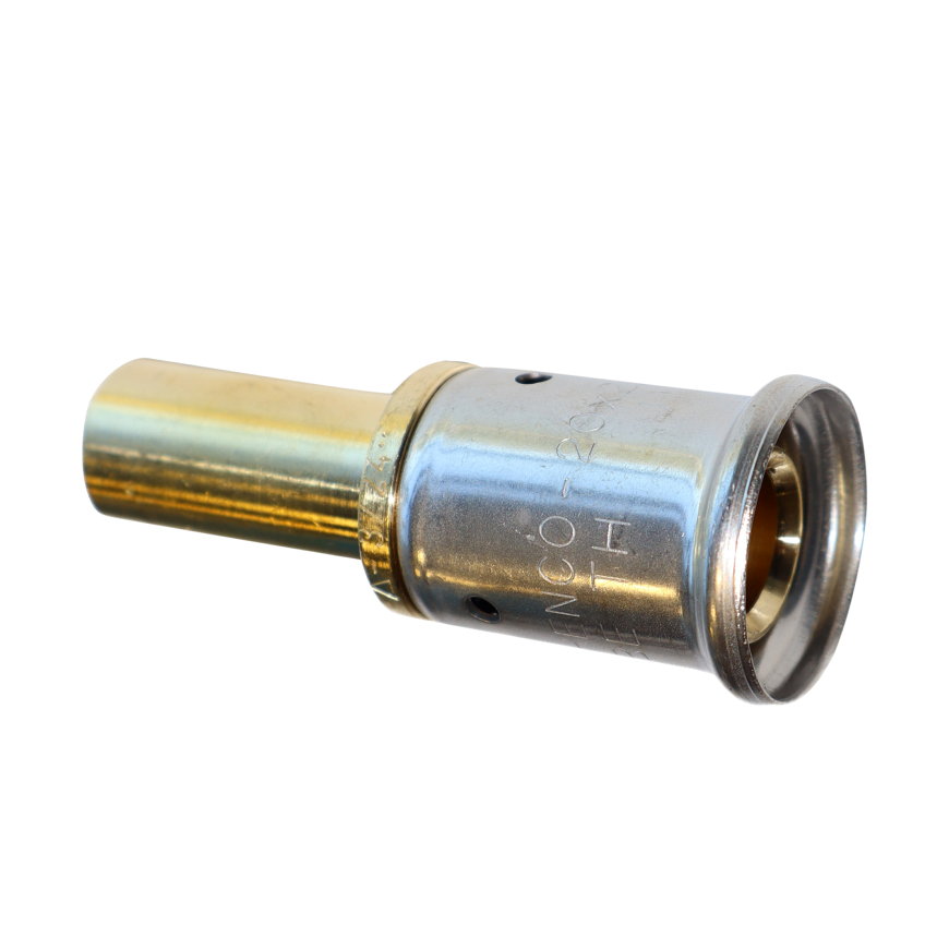 Henco overgangs koppeling, vernikkeld, rvs, pers x knel, type 29P, epdm, 16 bar, 16 x 15 (cu) mm 
