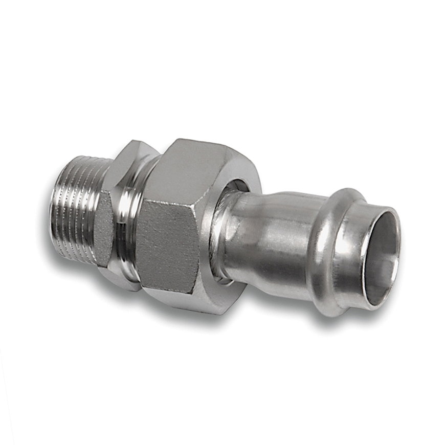 Sanha NiroSan 3-delige koppeling, rvs 316L, pers x buitendraad, 15 mm x ½"