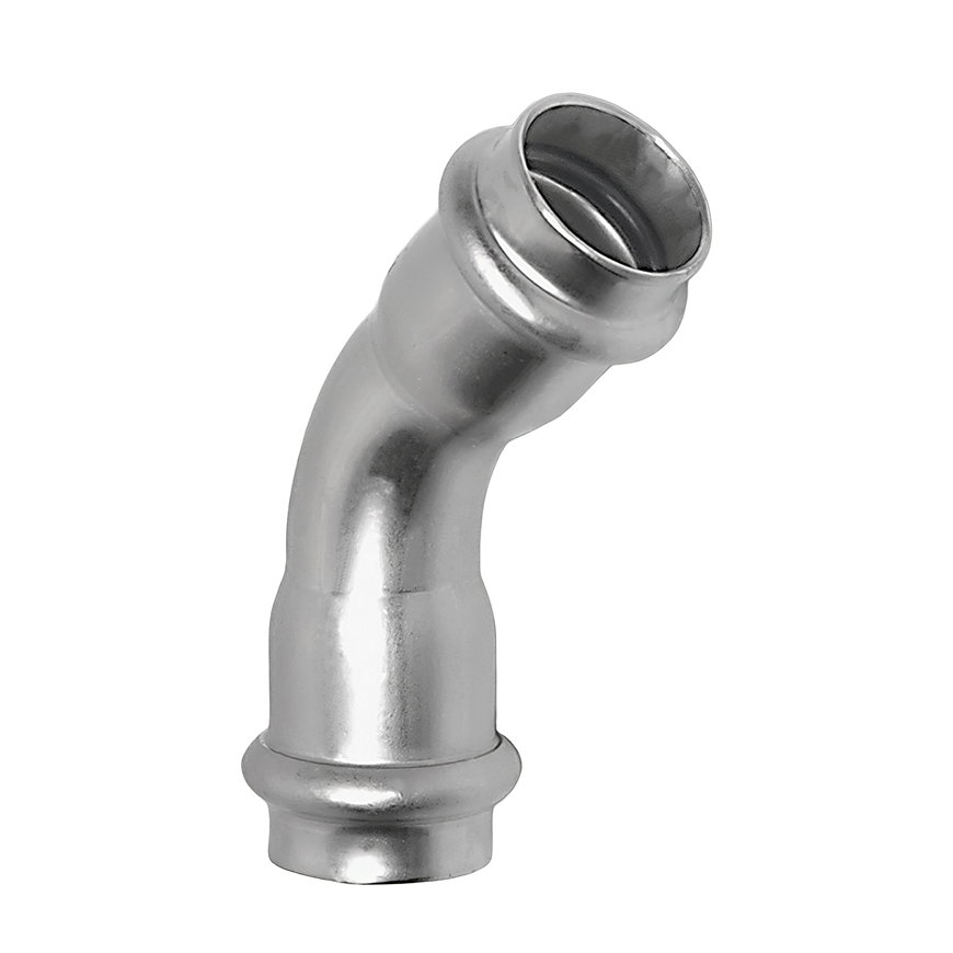 Sanha NiroSan bocht 45°, rvs 316L, 2x pers, 15 mm