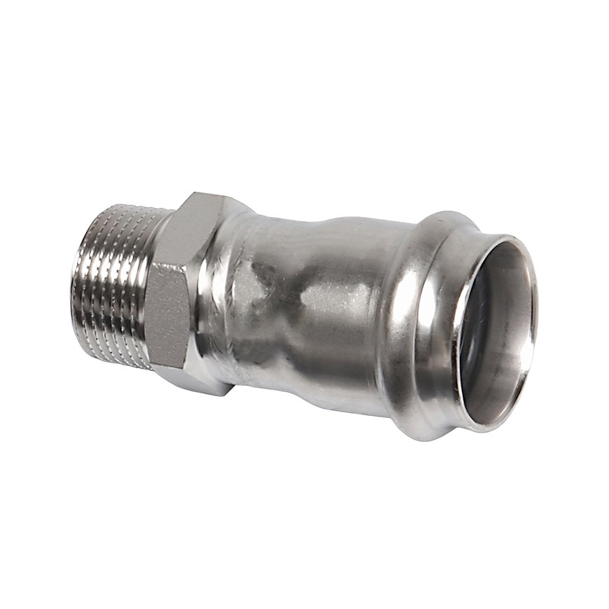 Sanha NiroSan draadkoppeling, rvs 316L, buitendraad x pers, &frac12;" x 15 mm 